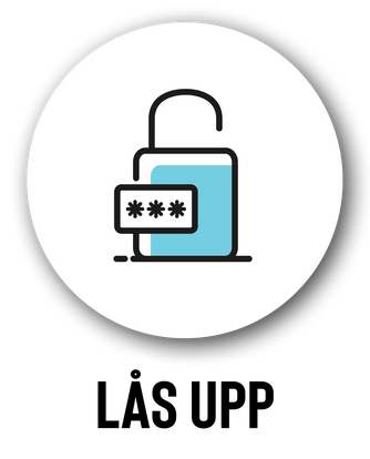 Blue and white open padlock icon with the words UNLOCK underneath to indicate the second step in the KAYAKOMAT booking process. 